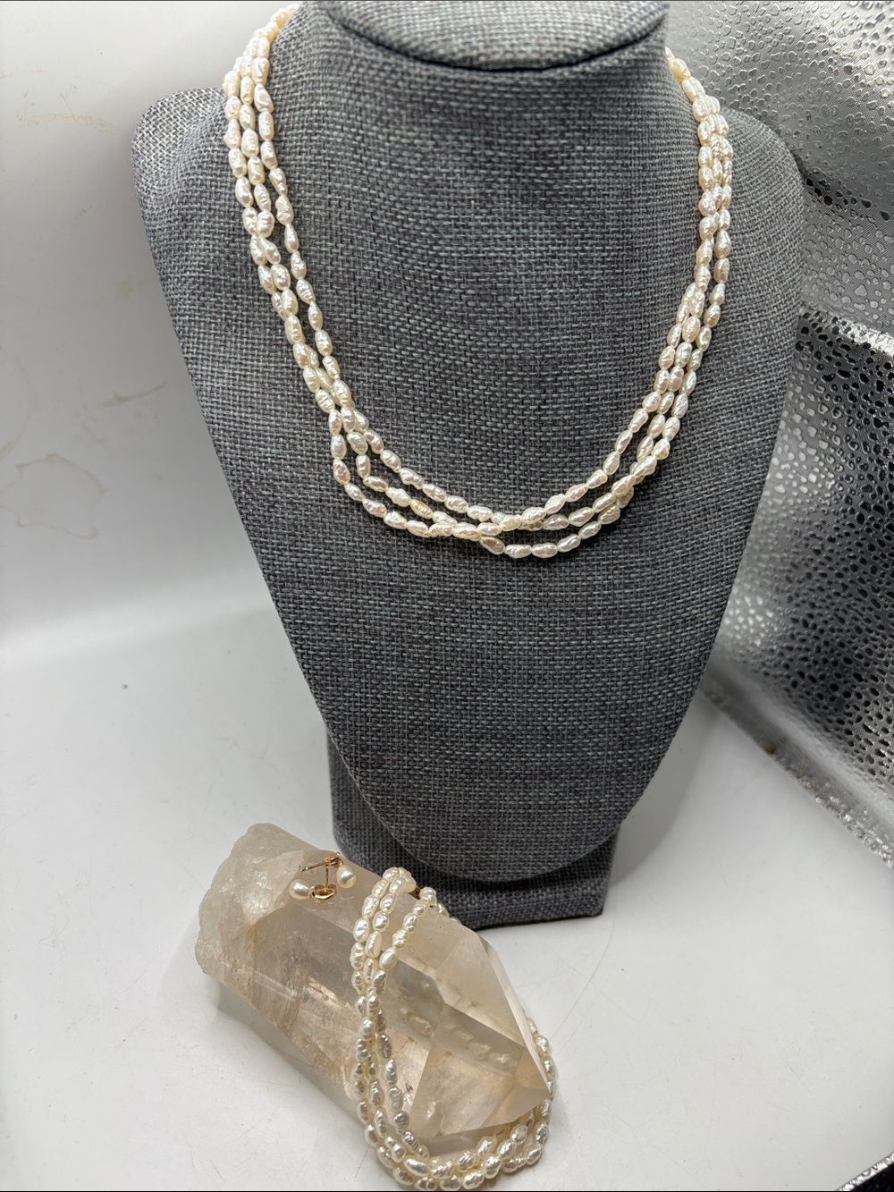 Fresh Water Pearls Multi-strand necklace and Bracelet bonus Earings